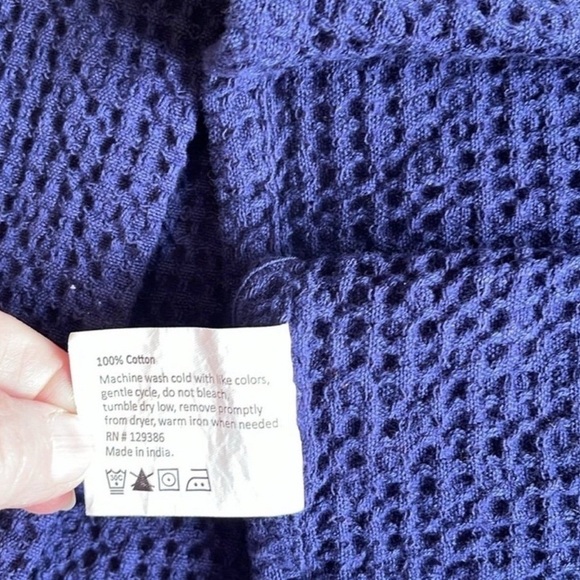 Lemons Button-Top Sewn Kitchen Hanging Towels Set of Two Dark Blue Bottom - Picture 5 of 6